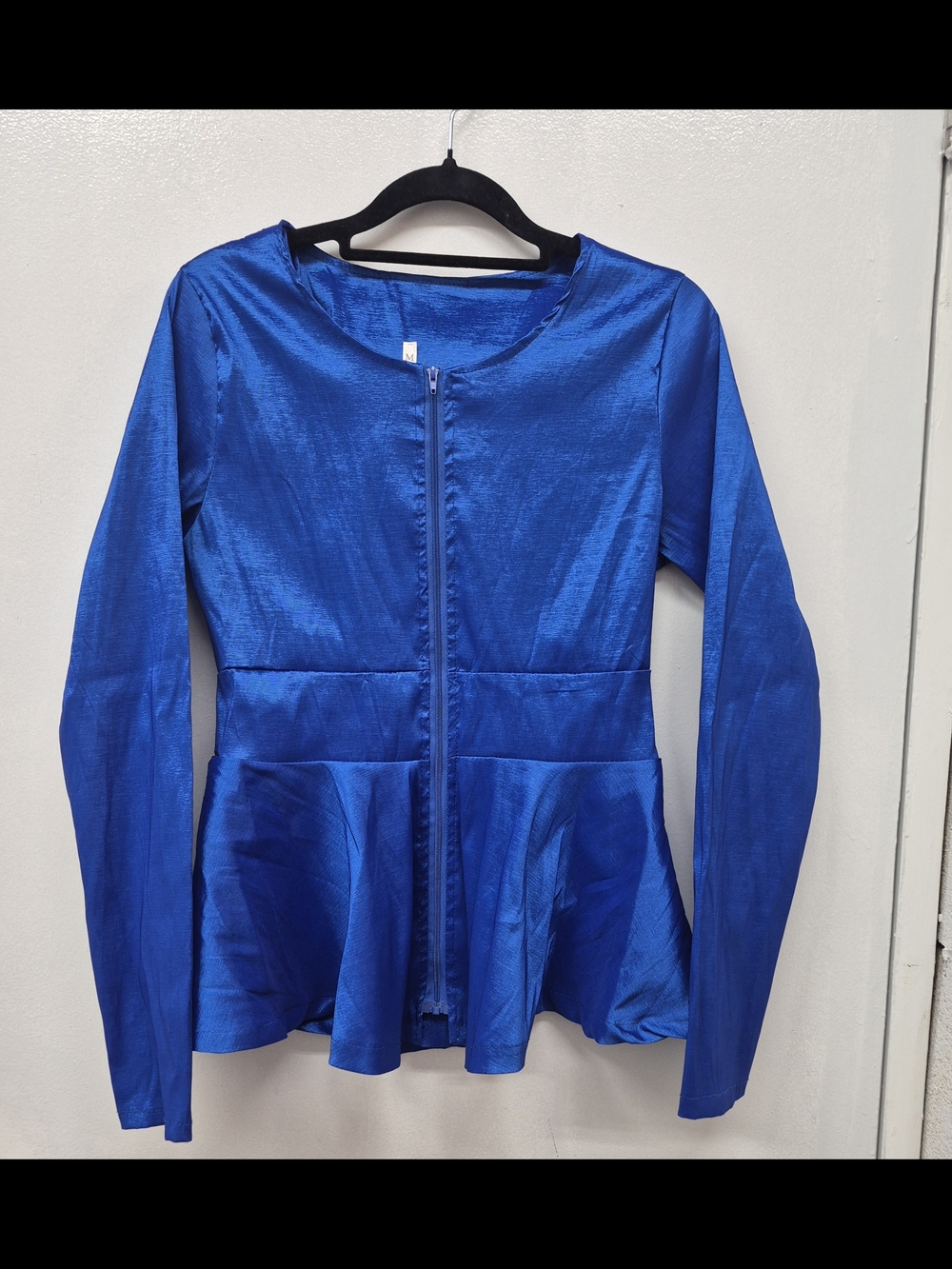 🌼5/$20 Source Unknown Electric Blue Peplum Zip-Front Button Down Shirt